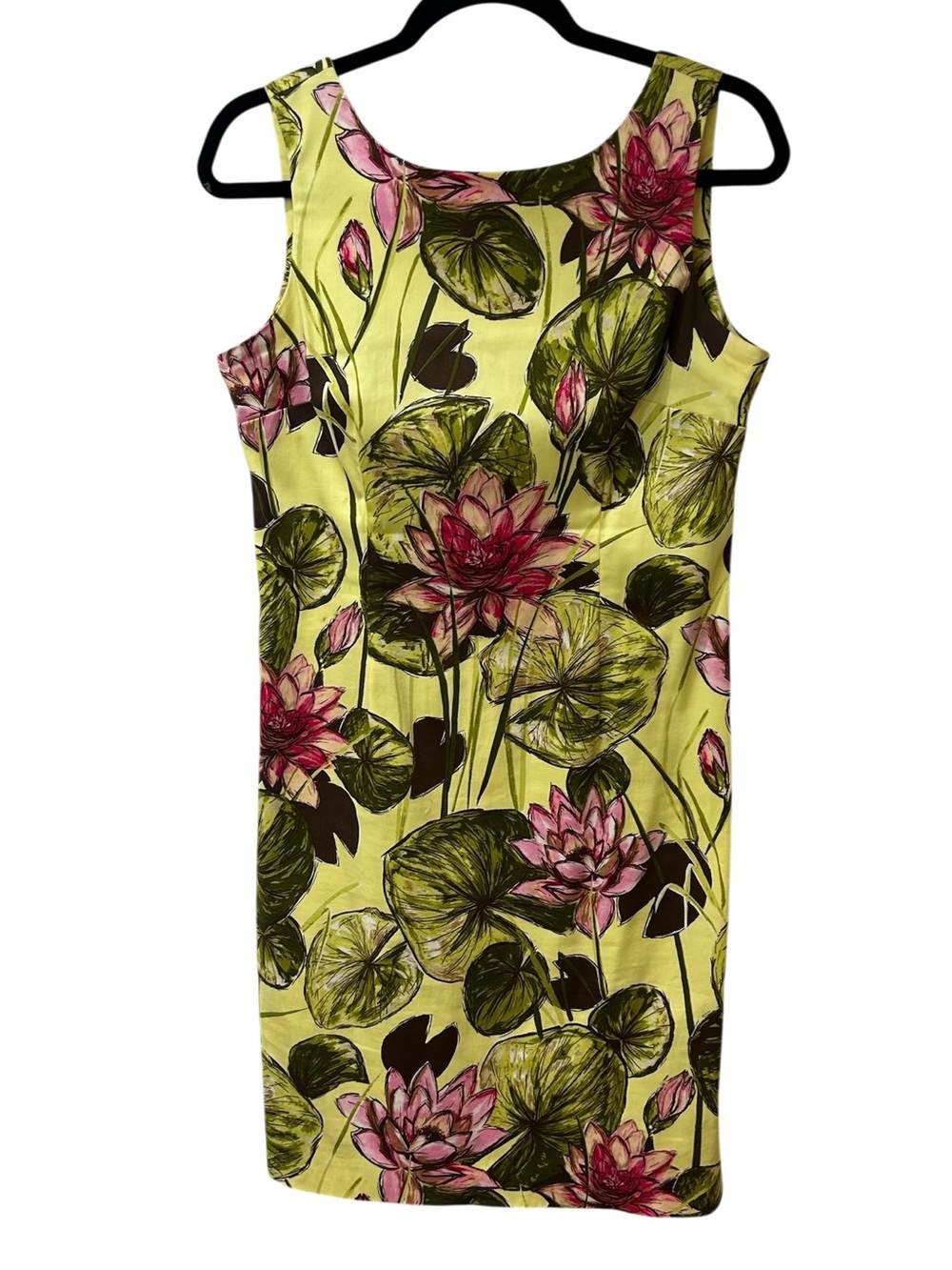 Talbots Floral-Print Sleeveless Sheath Dress in Lime & Pink -8P